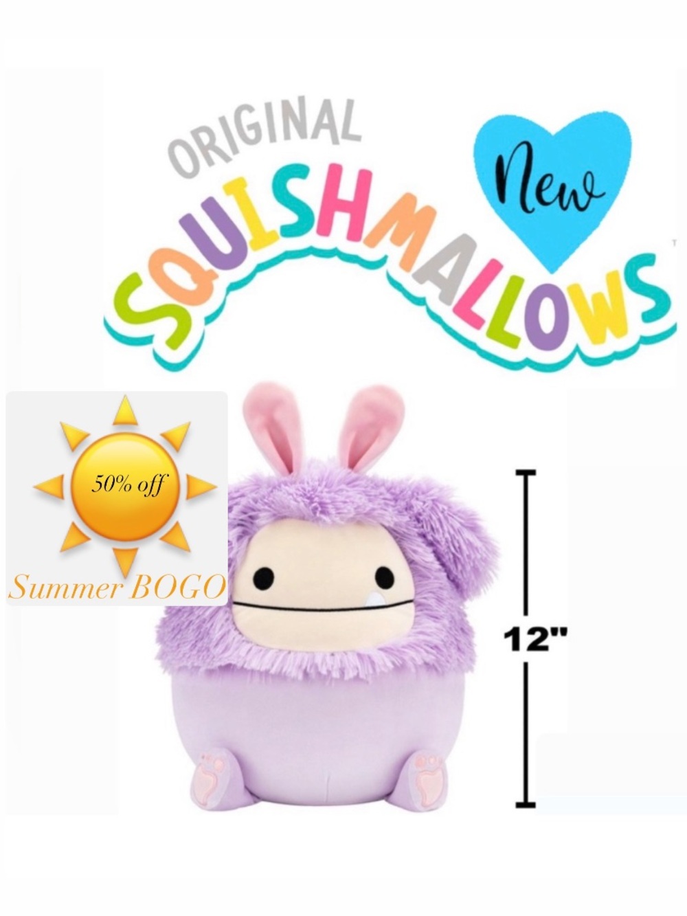 ☀️👾NEW! Squishmallows🌞 12-in. Dilka The Lavender Bigfoot